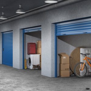 Storage,Hall,With,Open,Storages,Doors,3d,Illustration