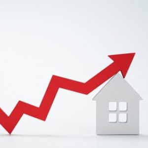 A,Red,Up,Arrow,And,House.,The,Concept,Of,The